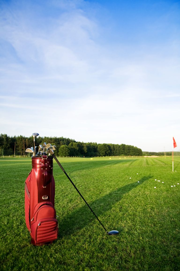 Golf gear on the golf field